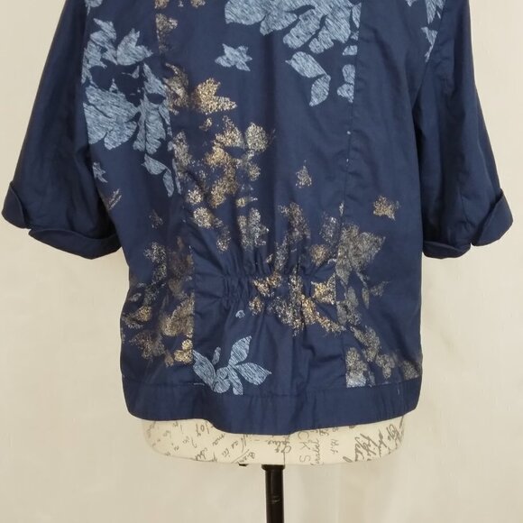 Coldwater Creek | Blue Floral Shirred Open Front Jacket | Size 14 - Picture 5 of 9